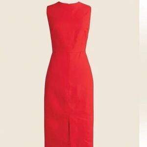 J. Crew High-neck sheath dress in stretch linen blend Red NWT 4P